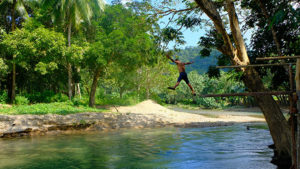 off-road atv river jump